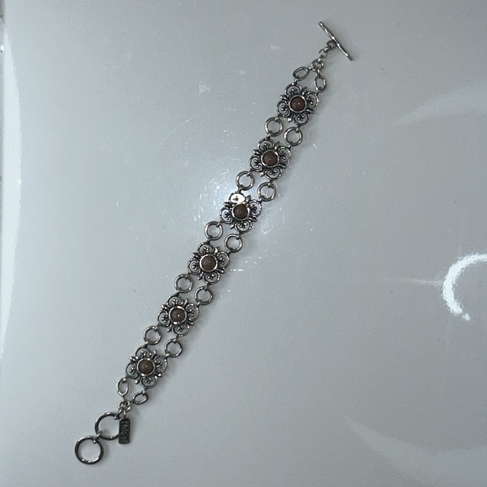 NWOT Passage to Israel Sterling Silver Gemstone Hope Charm Toggle Bracelet Boho